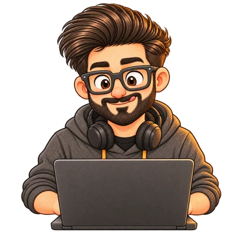 Aayush typing on a laptop